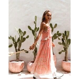 Spell And‎ The Gypsy Hendrix Strappy Maxi Dress Womens Large Dusty Pink New